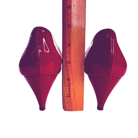 Rupert Sanderson Women Red Patent Leather Peep Toe Kitten Heel Pumps Sz 8 M EUC - Picture 2 of 10